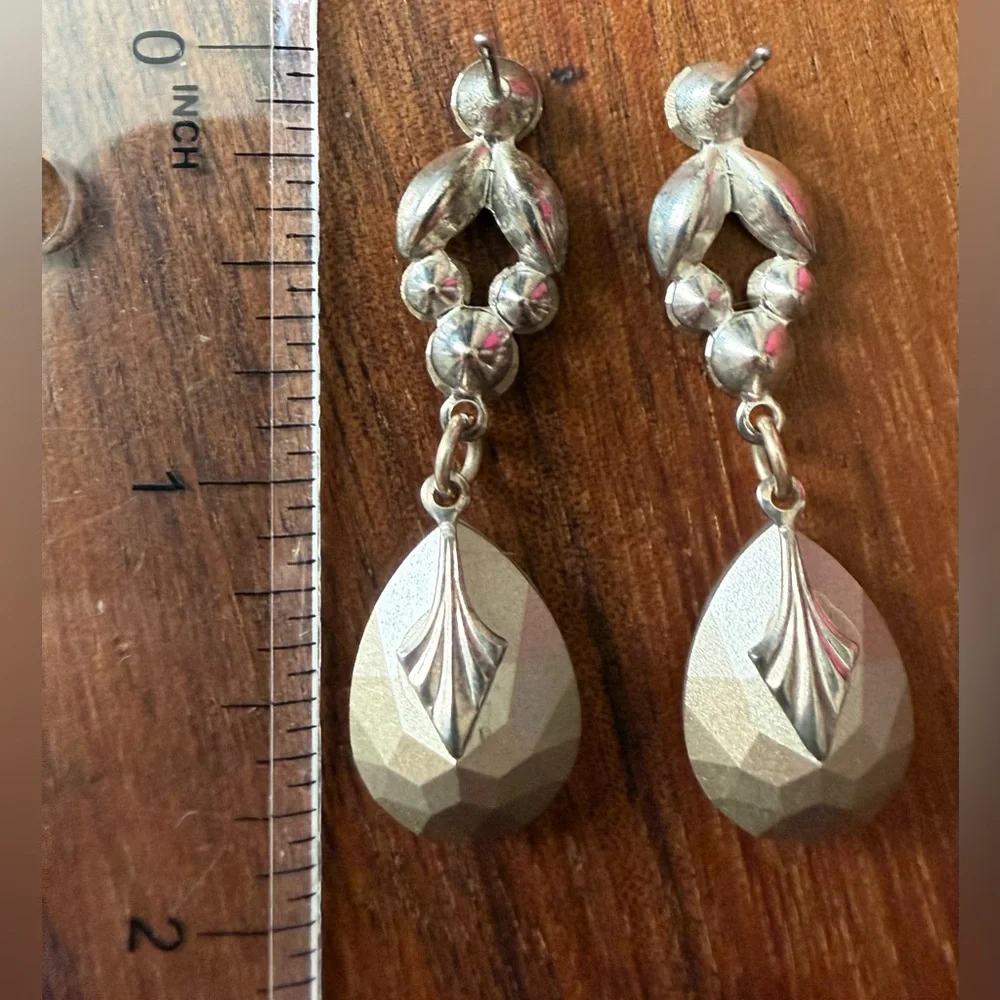 Jim Ball Clear Crystal Teardrop Drop Earrings